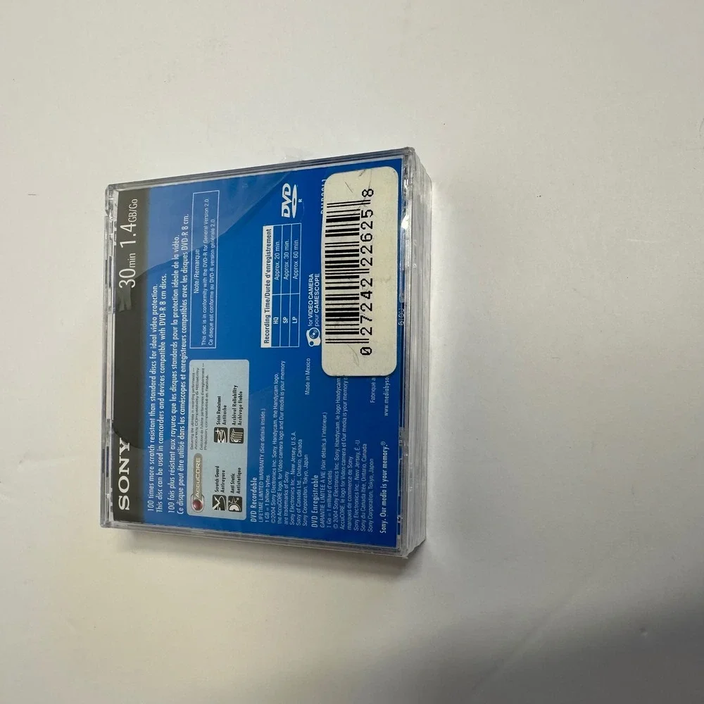 Sony Handycam DVD-R 3 Pack 1.4GB 30min Blue New AccuCore 8cm Mini Discs
